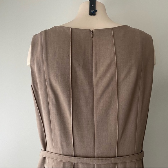 Lafayette 148 New York Luxury Belted Sleeveless Midi Sheath Dress Tan Size 10 - Picture 6 of 11